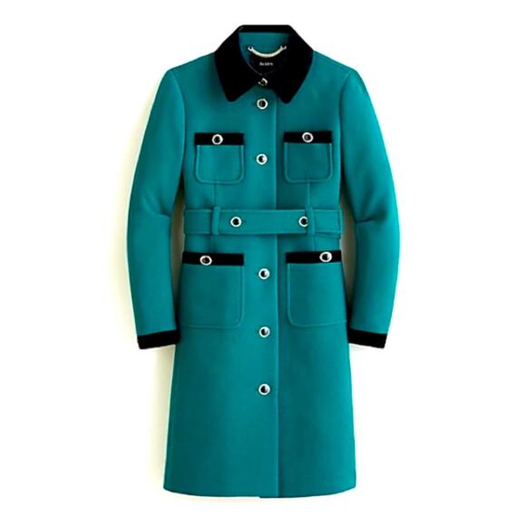 J. Crew Lady Coat Velvet Trimmed - Picture 4 of 13